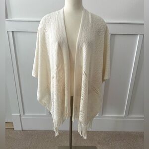 Nine West new Ivory fringe poncho one size